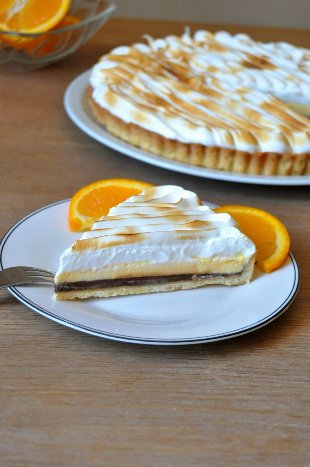 Tarte orange-chocolat meringuée